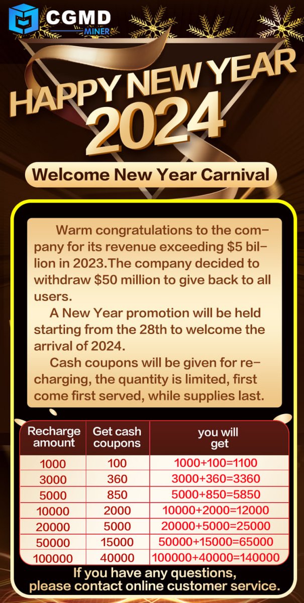 CGMD_miner's tweet photo. May the beauty and joy of the New Year be with you   CGMD launches (New Year Carnival event) If you miss it, you have to wait for a year. https://t.co/iH24TiZOtR