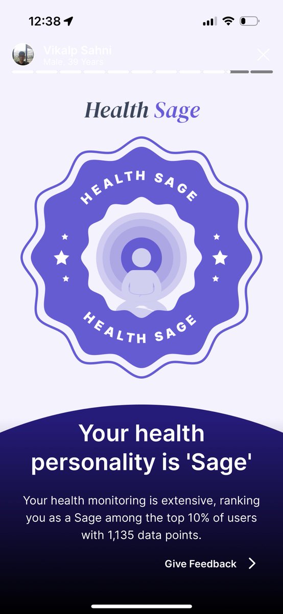 vikalpsahni's tweet photo. Seems I am a Health Sage!! 😀 checkout your health recap of 2023 at @ekacareHQ app https://t.co/6TnkYBEY2C   #PriotizeHealth https://t.co/zmmsSJTppy