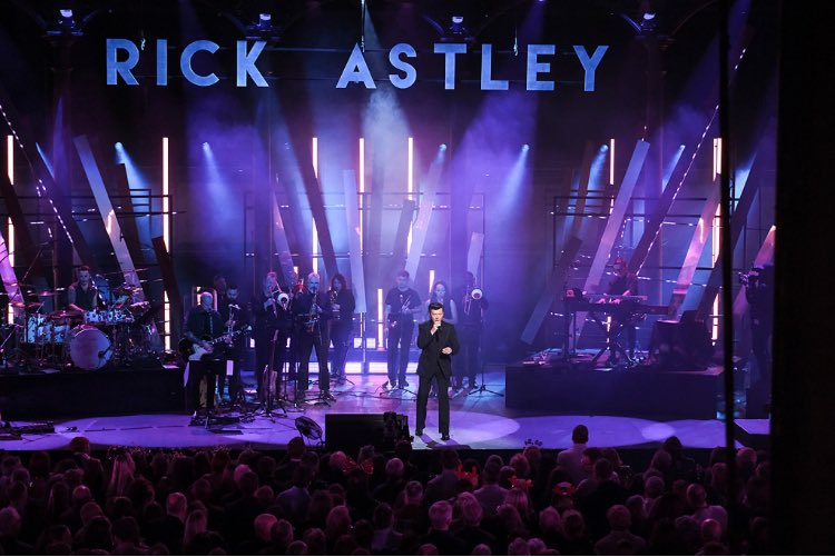 Rick Astley’s stage for tonight’s BBC One New Year’s Eve concert. Those letters are ideal for end of year anagram fun. So far I have come up with TICKLY ARSE. Can anyone do better?