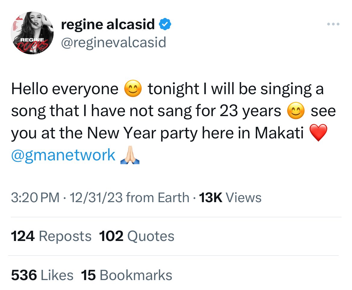 queeendestiny's tweet photo. HISTORY REPEATS ITSELF!!! 🙌🏻✨✨

It's time for Written In The Sand to be the official NYE theme song here in the Philippines. Good luck to the QUEEN of Ayala aka the Queen of Philippine Music, Ms.  @reginevalcasid! 🫶🏻 https://t.co/J5Q3E7WRpY