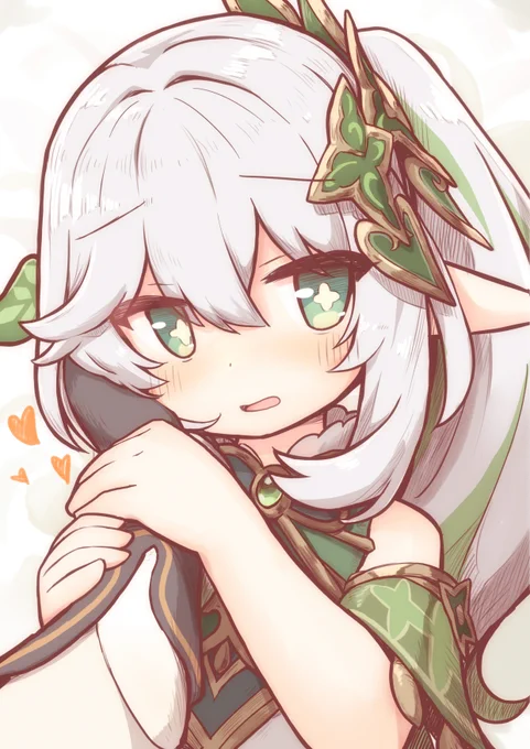 ナヒーダのほっぺを撫でます 