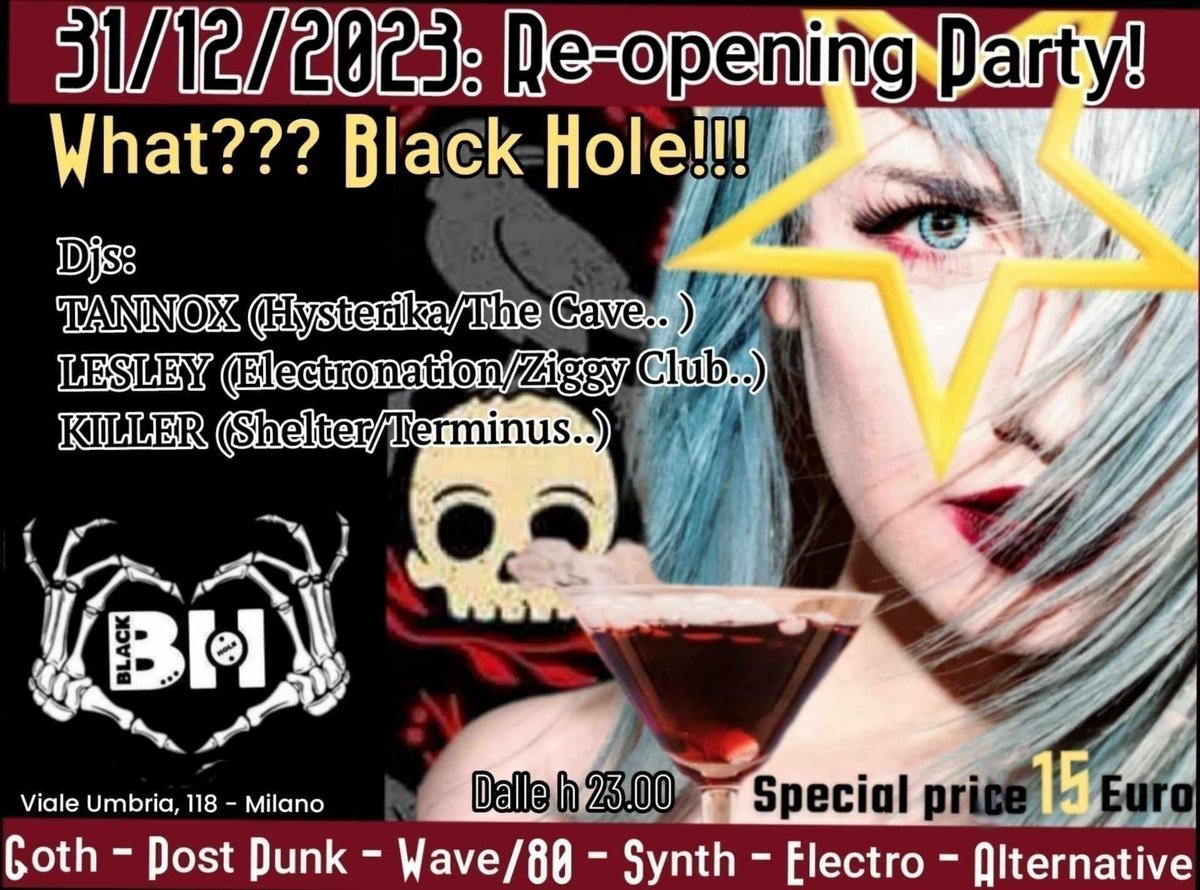 Questa sera @ Black Hole - Milano #goth #ebm #synthpop #newwave #indie