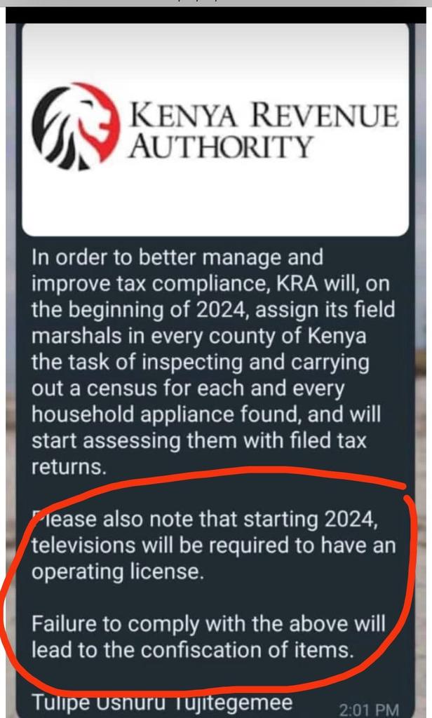 Can <a href="/KRACare/">KRA Care</a> explain this madness. <a href="/gabrieloguda/">Gabriel Oguda</a> , should I sell my TV sets today?