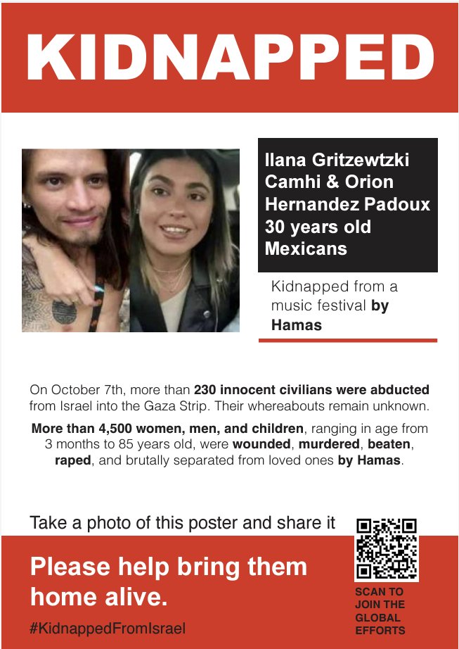 LahavHarkov's tweet photo. Orion has Mexican and French citizenship - not Israeli. He was a tourist and attended the Nova Party with Shani Louk, his girlfriend, who was murdered by Hamas. Orion is the father of a young girl. Ilana was released from captivity. #BringThemHomeNow https://t.co/waafx2GhdE