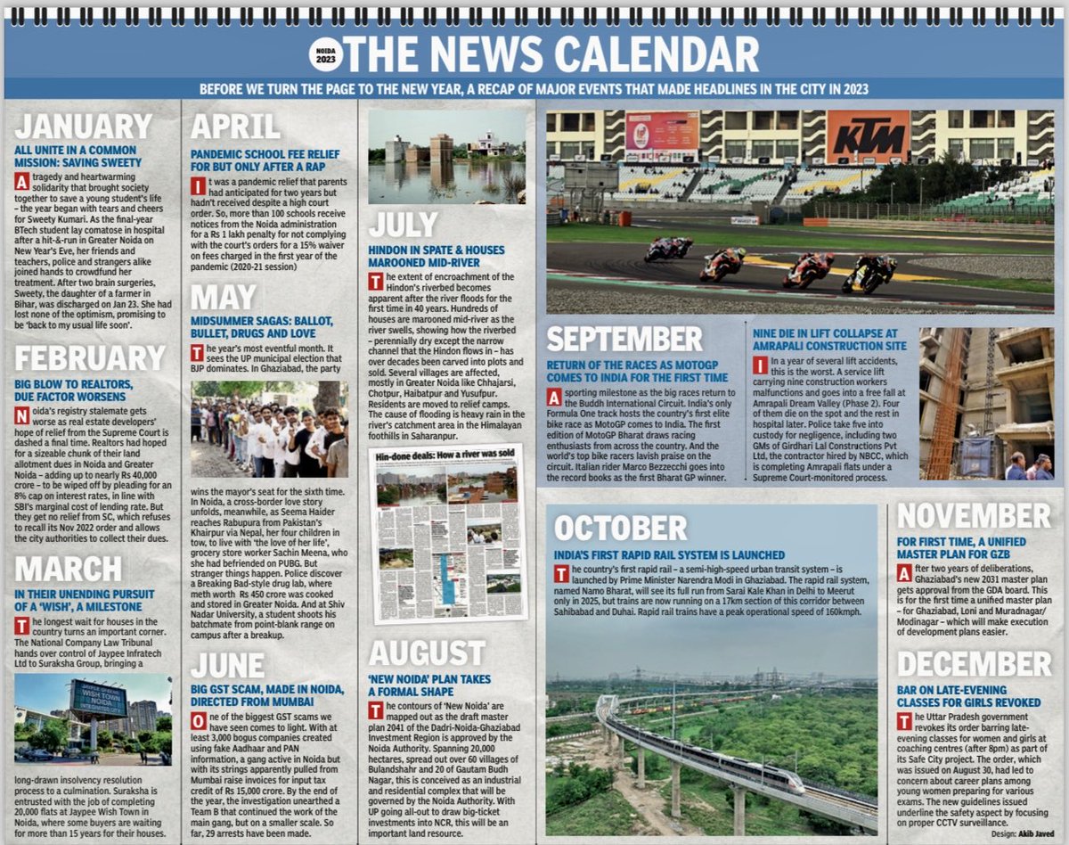 The 2023 Noida news calendar presented by Team TOI. ⁦@TOINoida⁩, ⁦@TOIGurgaon⁩, @TOIDelhi, ⁦@TOIEditor⁩
