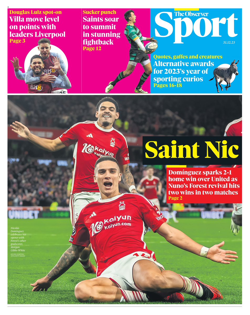 Today’s Sport front page