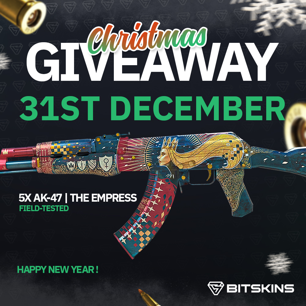 BitSkinsCom's tweet photo. Our final giveaway for 2023! 🥳🎉

We are giving 5x AK-47 | The Empress (Field-Tested)
- Follow @BitSkinsCom 
- Retweet

Ends: 31st December, 23:59 CET / 5 winners