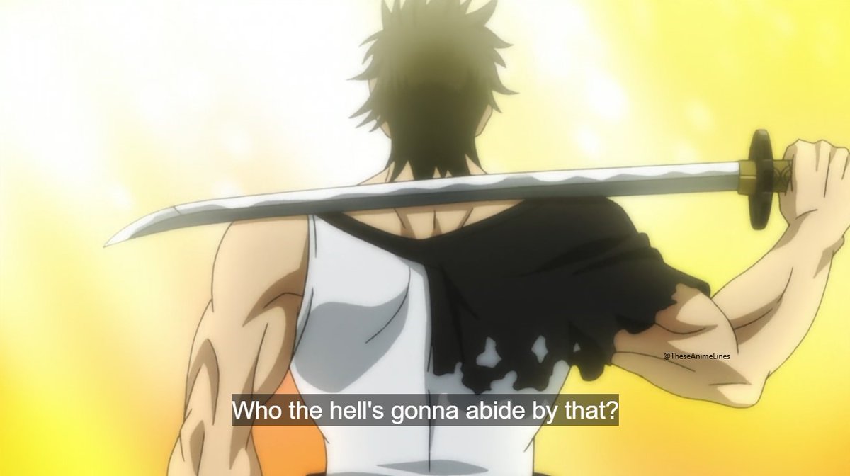 TheseAnimeLines's tweet photo. Oh, yeah, yeah. Good ol' fate. I hate that crap. Who the hell's gonna abide by that? I'm gonna do what I want, even if it means I have to crush fate itself.
~ Sukehiro Yami || Black Clover

#AniTwt https://t.co/T7pgoXhtfT