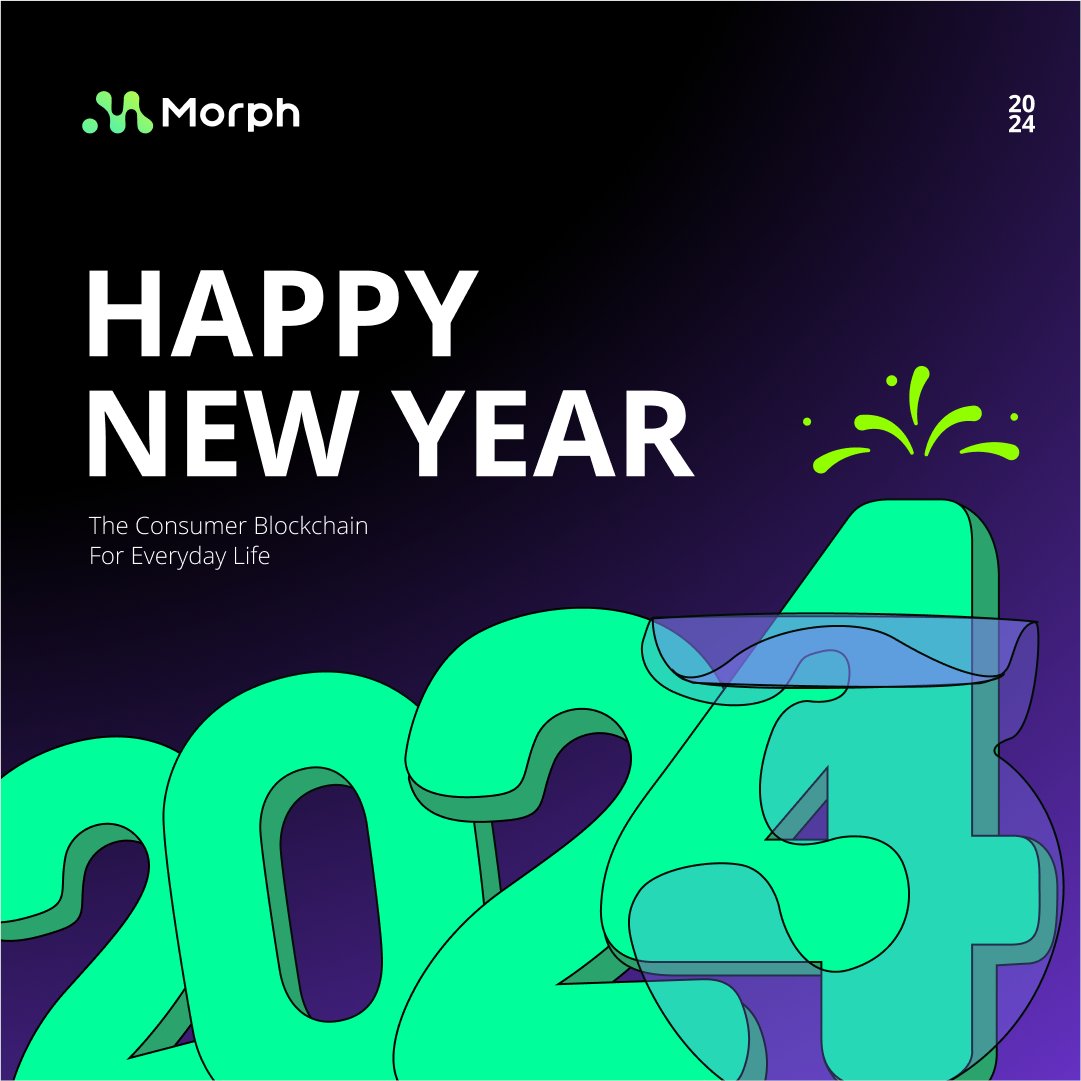 MorphNetwork's tweet image. 🥳 Happy New Year! 

Morph is gearing up for an incredible year ahead filled with exciting possibilities! Together, let's embrace a positive and vibrant future. Stay tuned for amazing developments! 
#NewYear2024 #MorphL2