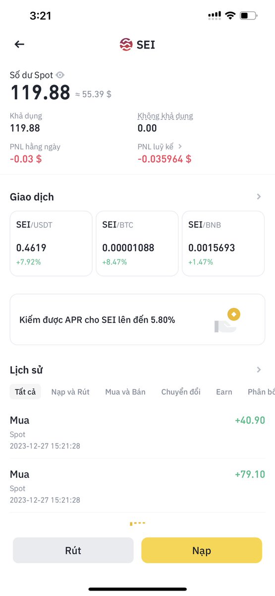 Usefulsharing95's tweet photo. Một chút niềm vui cho ngày cuối năm 😊😊😊

#Cryptocurency #SEI https://t.co/pUdQCUWrVJ