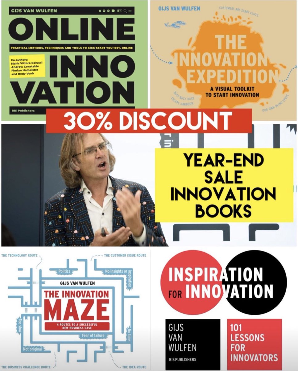 Year-end Sale: LAST DAY. Get 30% discount on four innovation bestsellers. Check it out now at BIS Publishers in Amsterdam: bispublishers.com/search/Gijs+va…, using the code innovation30 at the check-out.

#Innovation #books #gijsvanwulfen #designthinking