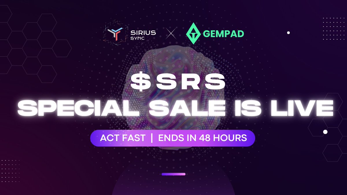 CryptoAs_TW's tweet photo. 🚀 I am Delightful to Introduce @siriussyncrealm , a cutting-edge Web3 Ecosystem.

🔥 Private Sale is live on Gempad, Don't Miss this Exclusive Opportunity!

BUY NOW: https://t.co/NfhahCi2Ha

💡 Redefining the Social landscape with Blockchain, Social Media, Encrypted Messenger, Web3 Wallet, Distributed Drive and much more - all under one roof. Learn More: https://t.co/5bYuDGAIV2

#Gempad #SiriusSync #Web3 #Blockchain $SRS
