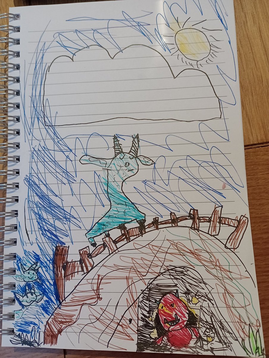 Absolutely loved seeing the incredible <a href="/sparkycaro/">Caroline Parker MBE 💙she/her Deaf</a> in Three Billy Goats Gruff <a href="/derbytheatre/">Derby Theatre</a> yesterday! There's still time to go with performances today, so don't miss it folks! 
Here is our 5 year old's picture afterwards, he was so inspired!! Thank you and bravo all! Xxxx