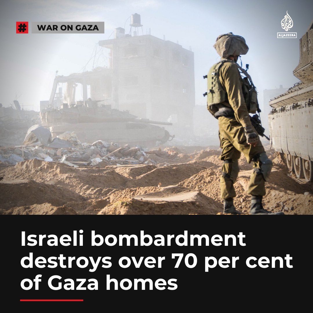 Reports reveal that approximately 300,000 out of 439,000 homes were destroyed in Israeli attacks on Gaza, marking it as the most devastating urban warfare in modern history aje.io/43eaix