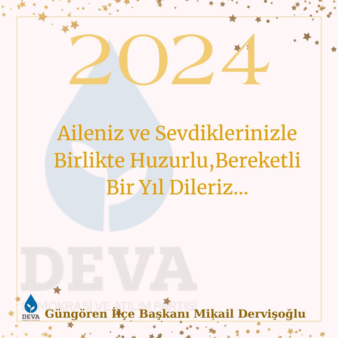 devagungorende's tweet photo. Aileniz ve Sevdiklerinizle Birlikte Huzurlu,Bereketli Bir Yıl Dileriz💧🌱
~Deva Partisi Güngören İlçe Teşkilatı

.
.
.
#2024 https://t.co/ZYVMu0JyIZ