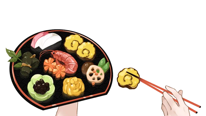 お正月に!おせちが食べられるイラスト素材です。おせちをこの角度で見せたかったので箸が左利きですが、気になる方はお手数ですが反転させてご使用ください。よいお年を!(ご使用の際は、リポスト or フォロー頂けましたら嬉しいです)#VTuberAssets#Vtuber素材#しぐたそざい#しぐれのキッチン 