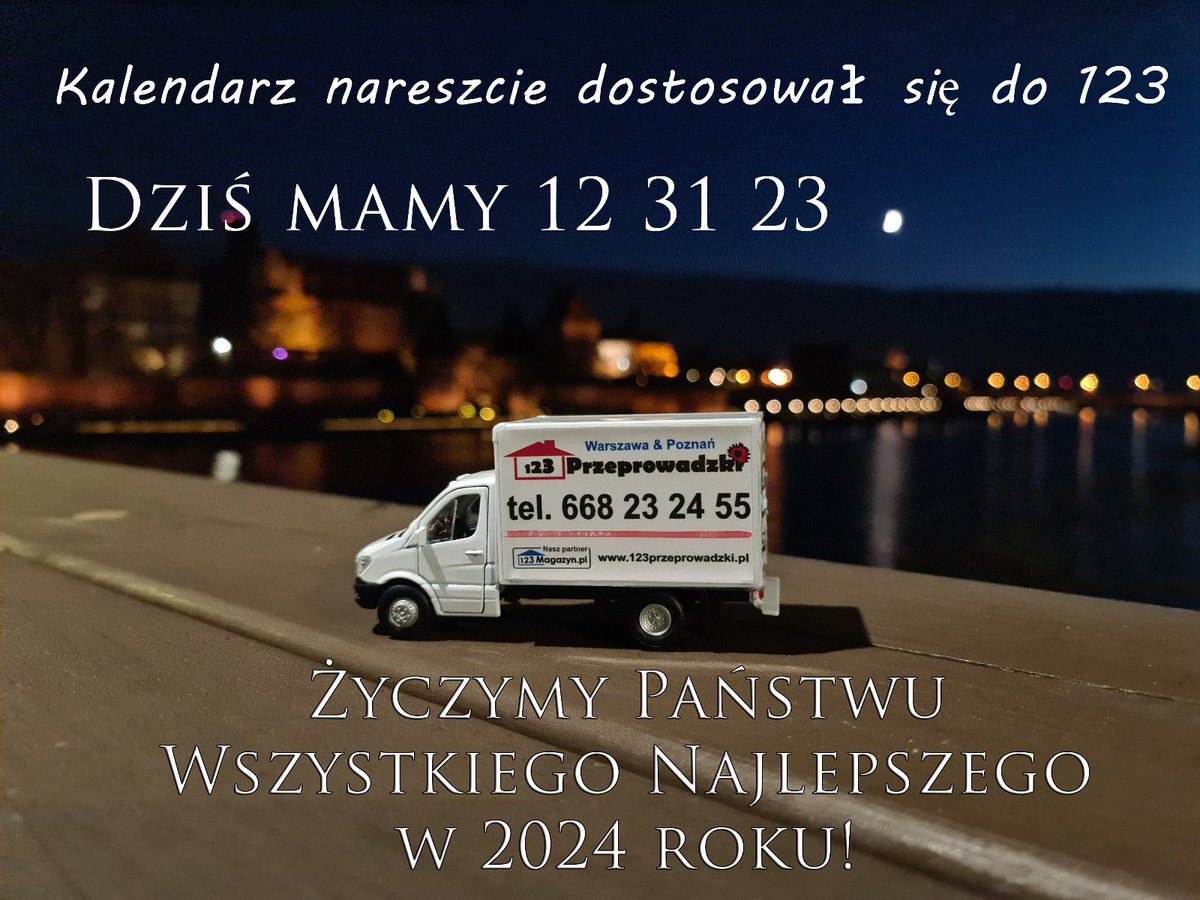 Dzisiejszą datę można zapisać tak: 12 31 23, czyli 123 123 😎🤭
#123 #123123 #123przeprowadzki  #przeprowadzka #przeprowadzki #123umzuge #123removals #moversinPoland #polishmovers #Poznań #poznan #Warszawa #warsaw #polska #poland #pologne #polonia #sylwester2023 #sylwester2024