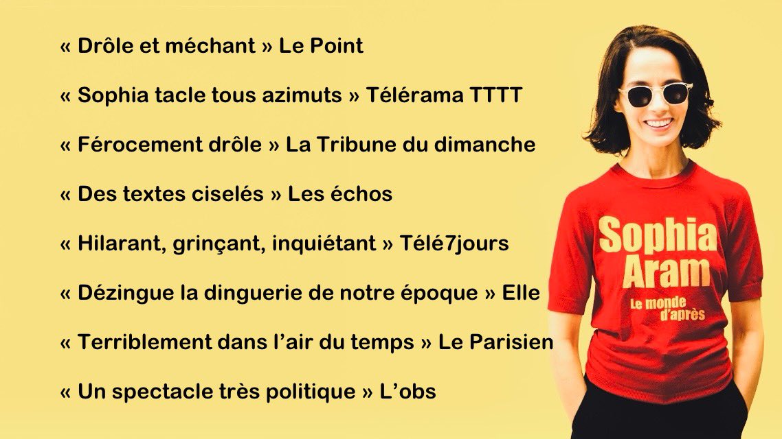 SophiaAram's tweet image. Après trois mois et demi complet au Studio des Champs-Élysées, je repars en tournée avec une escale à Paris les 22, 23 et 24 février 2024 au @TheatreLibre_ 
🙏 🫶🏻✨à tous pour ce formidable accueil ! 
billetterie-jmd.tickandlive.com/evenement/soph…