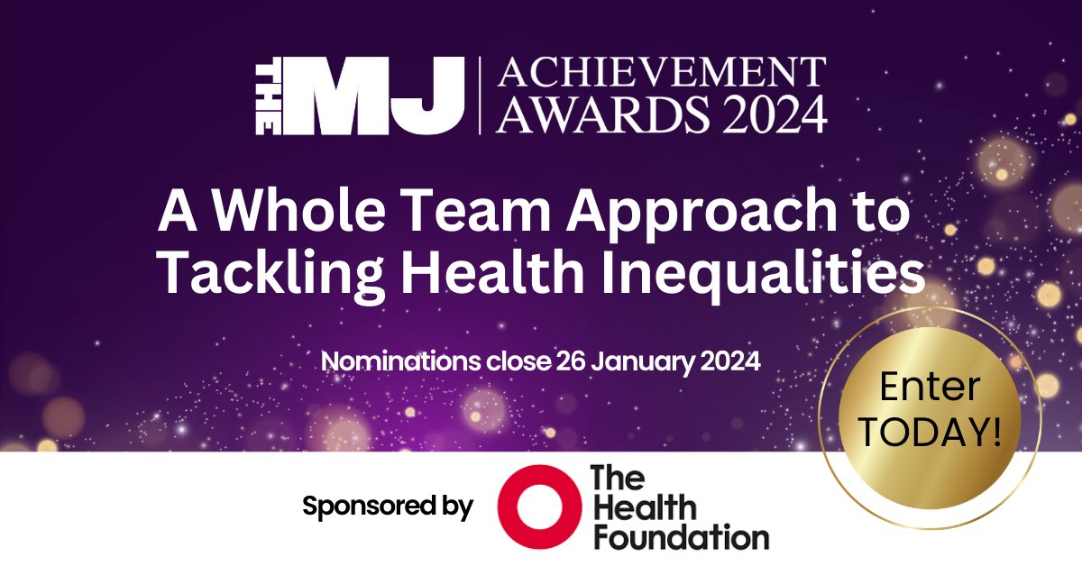 Work in #LocalGovernment? Delivering a whole-team approach to tackling #HealthInequalities? Celebrate your innovative work by entering our category at @TheMJAwards 2024 🏆 Find out more and enter by 26 January ⬇️ health.org.uk/funding-and-pa… #MJAwards
