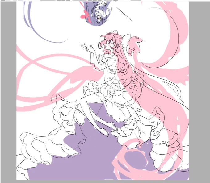 godoka's dress makes my brain hurt so im just going on what feels right (its what she would want) 