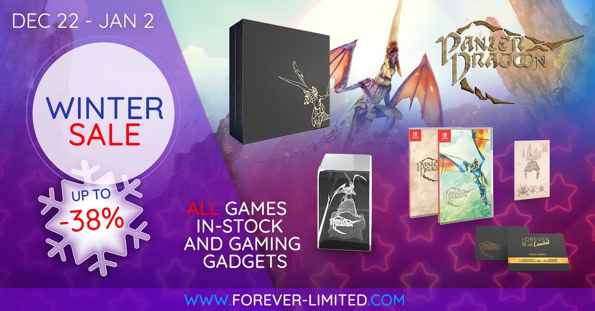 May the New Year hold the best games in store for you. ㊗

If your resolution is to play more games, use our sale to get any of the physical boxes such as Panzer Dragoon: Remake up to 38% off the price!

Order till January 2nd:
🐲 forever-limited.com