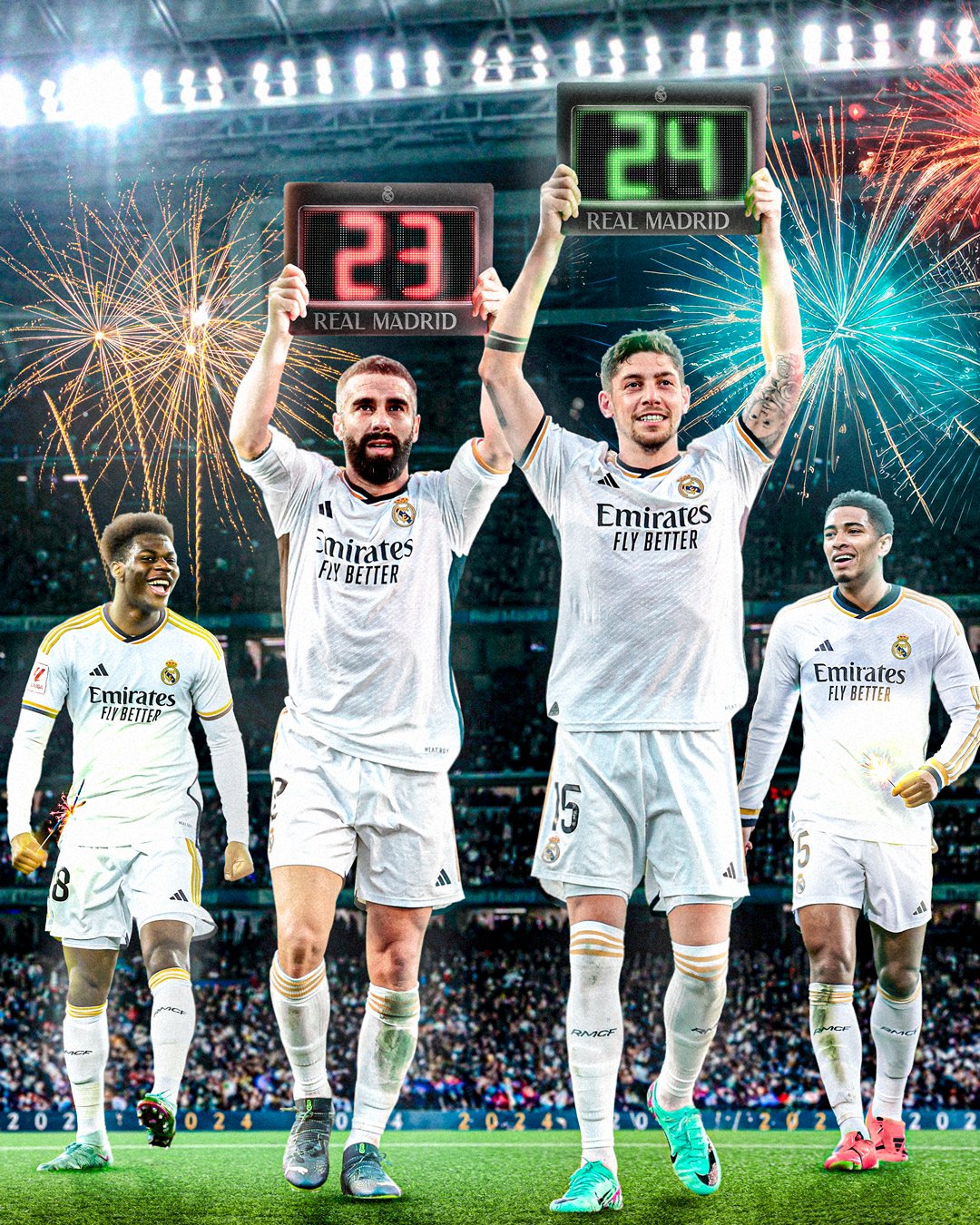 Real Madrid C.F. 🇬🇧🇺🇸 on X: 2️⃣0️⃣2️⃣3️⃣ ➜ 2️⃣0️⃣2️⃣4️⃣ 🎆 HAPPY NEW  YEAR, #MADRIDISTAS! 🎆  / X