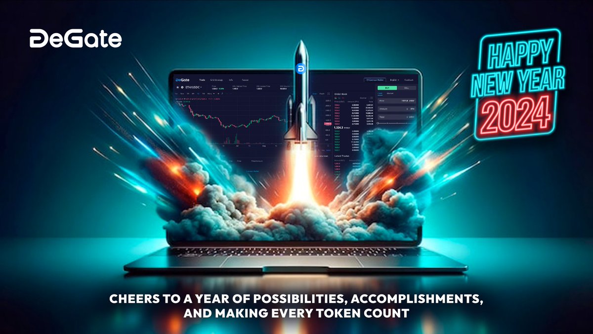 DeGateWallet's tweet photo. As we enter 2024, here's to genuine connections, personal growth, and embracing the journey. 

Cheers to an impactful New Year for all of us ahead. Happy New Year! 🎉🥳🪅 https://t.co/wsmRinmk8G
