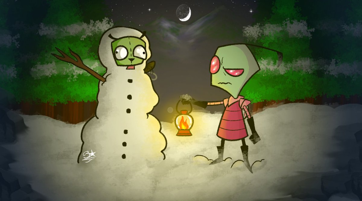 Flufflost_21's tweet photo. In these cold times, Gir would certainly be very silly playing in the snow (つω`*)
#InvaderZim #Zim #fanart https://t.co/42fY0vxhPl