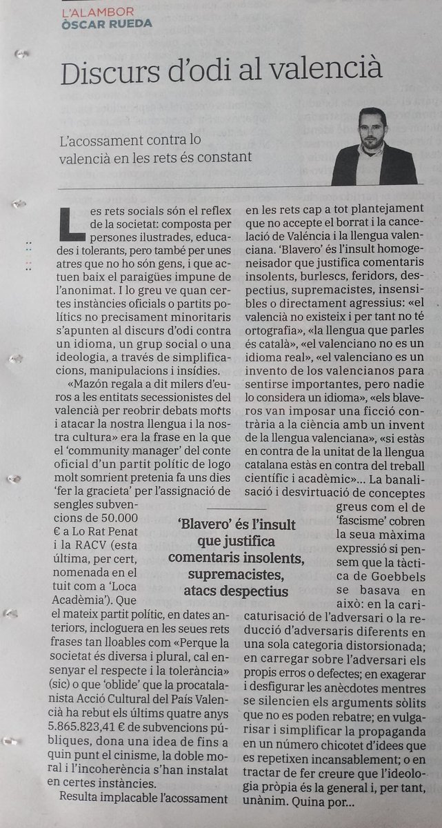 Discurs d’odi al valencià. Per <a href="/_OscarRueda_/">Òscar Rueda</a>. #LAlambor #SíAlValencià