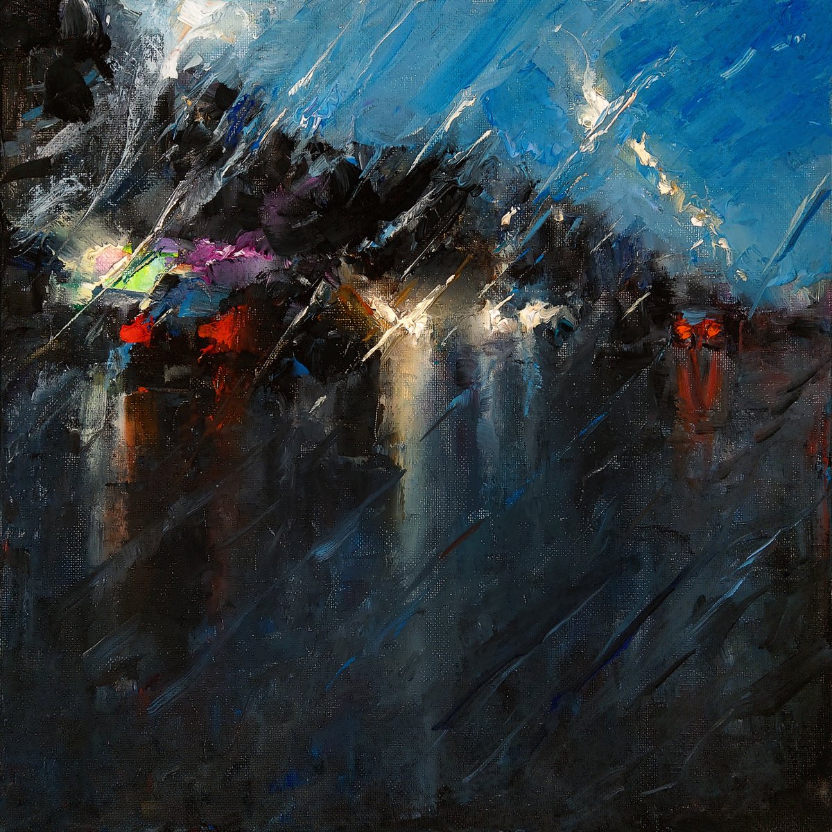 kznsq's tweet image. Unsteady Night, My oil painting