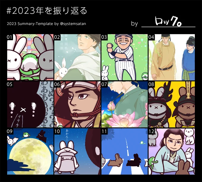 今年はいいか…と思ってたけどまとめのテンプレ見かけたのでまとめてみました。 ムラがありすぎだけど(月別だとどうしても)。 一年間、特にど家絵を多くの方に見ていただき本当にありがとうございました。  #2023年を振り返る