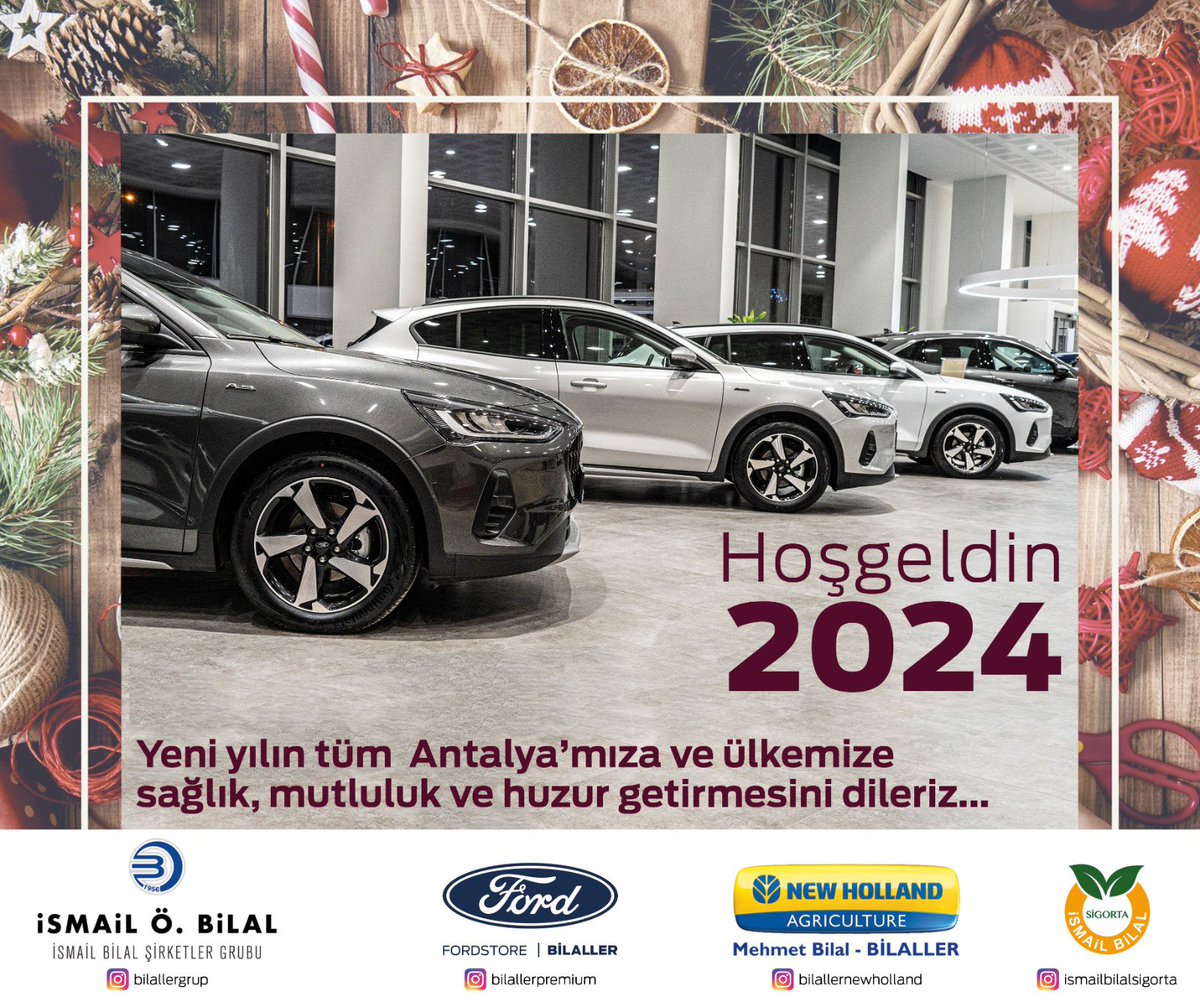 ismailbilal5's tweet photo. İsmail Bilal Grup Ailesi olarak 2024 yılının tüm insanlığa barış, huzur ve mutluluk getirmesini dileriz...
#2024 #yeniyıl #bilallergrup #fordstorebilaller #ismailbilalsigorta #newhollandbilaller #bilallerikinciel #fkasko #teknikservis https://t.co/SRyOmrmqKU