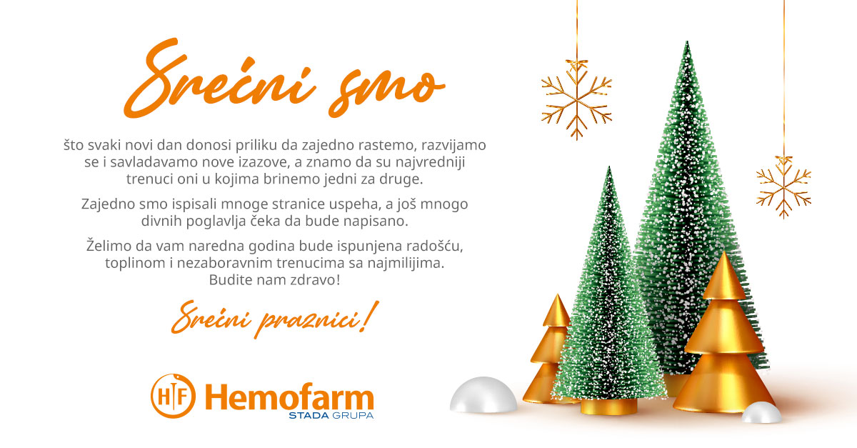 Želimo da vam 2024. bude u znaku dobrog zdravlja, osmeha i zadovoljstva! 🍀☺✨

Srećnu Novu godinu i svako dobro želi vam Hemofarm! 🧡

#Hemofarm #HemofarmSrbija #NewYear #NovaGodina