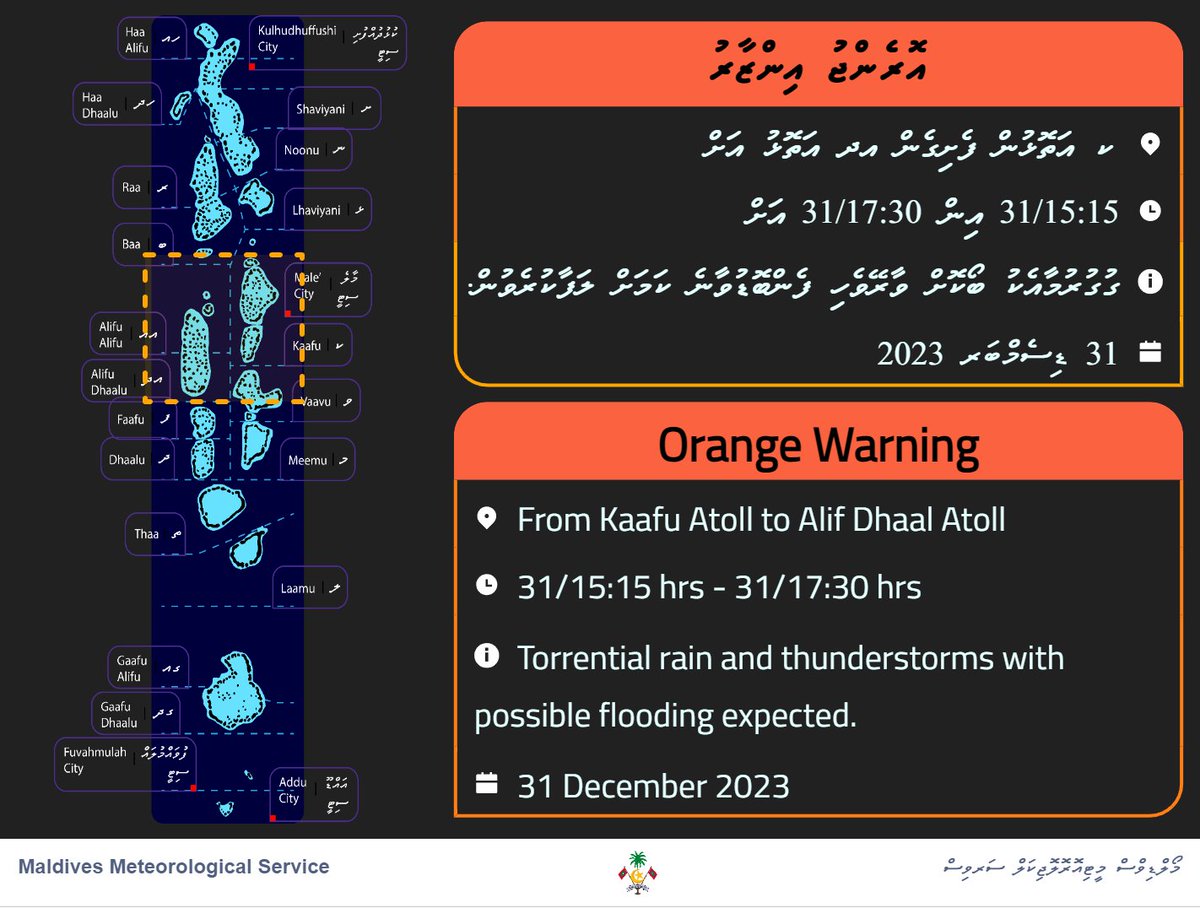 Alert Orange for Torrential rain and possible flooding.