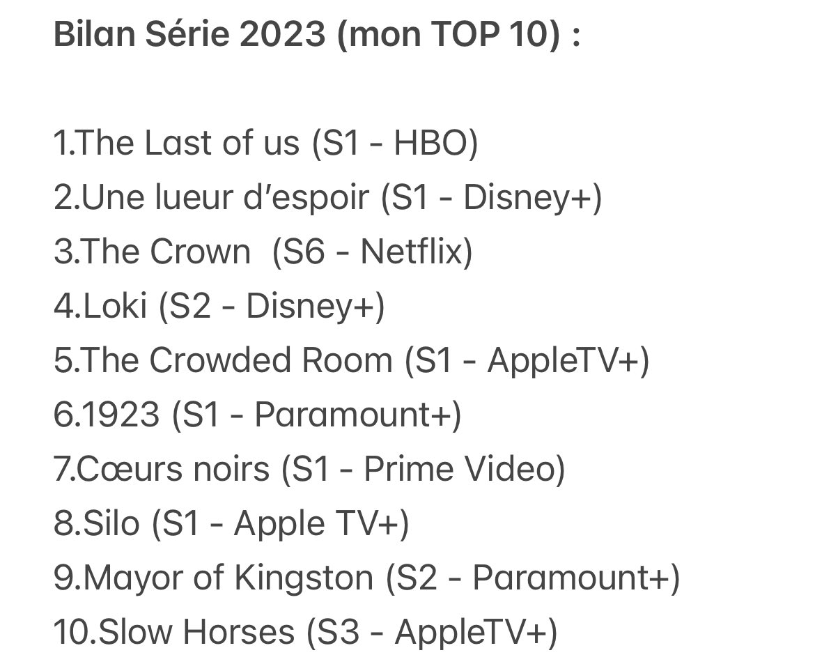 Mon TOP 10 Bilan Séries 2023 #series