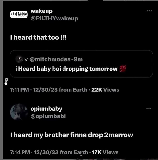 Opiumbaby said that he heard that carti is dropping tomorrow but what🤔