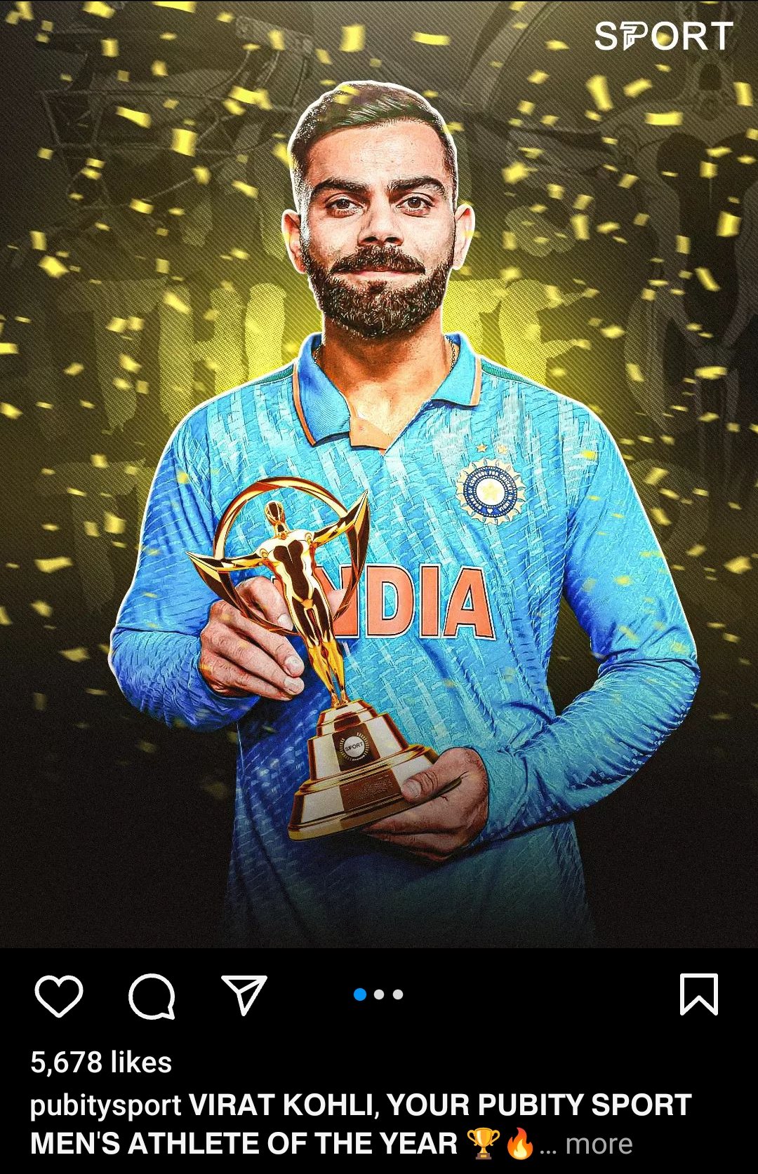 Johns. on X: Pubity poster for Virat Kohli 🐐 - King won the Athlete of  the year award for Pubity.  / X