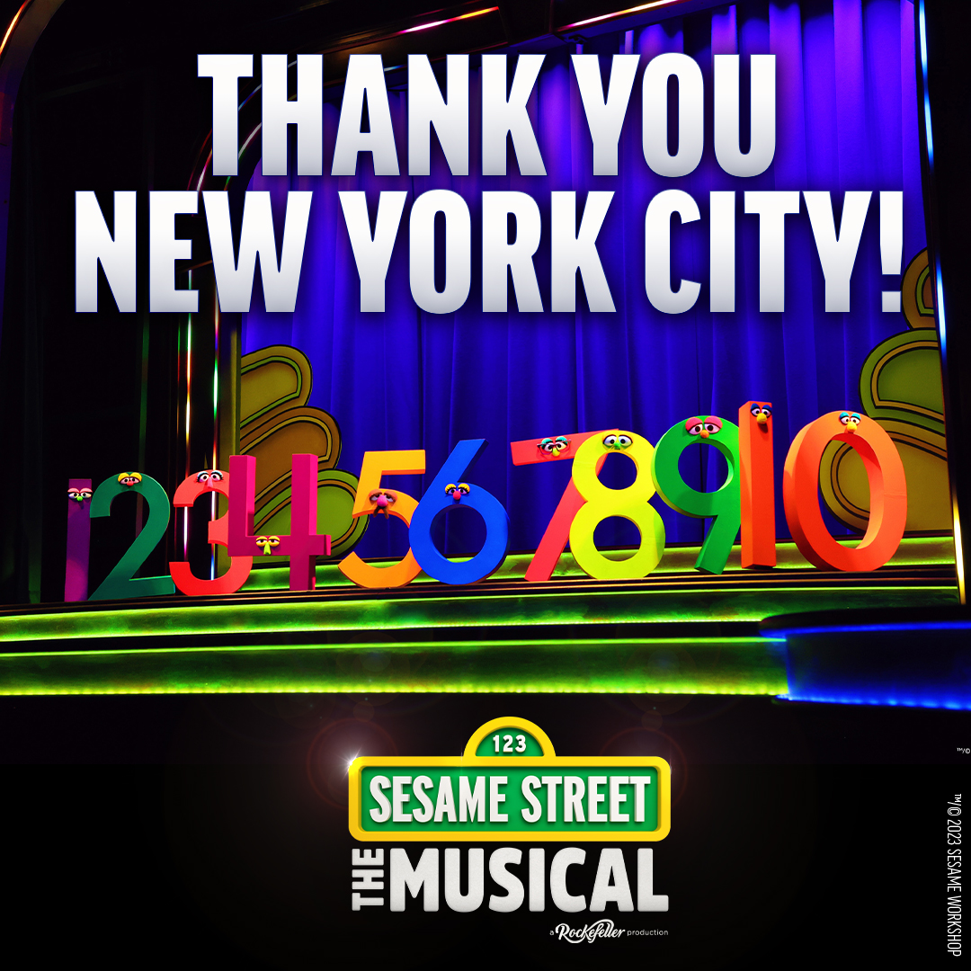 Sending a warm and fuzzy thank you to everyone who danced, sung, and celebrated with us during our NYC run! #SesameMusical #SesameStreet #Rockefeller #ThankYouNYC
