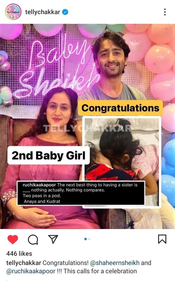 Tellychakkar congratulating #Rucheer on becoming parents again #ShaheerSheikh #instagram