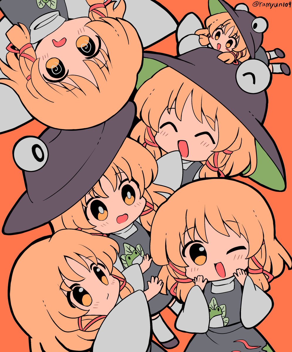 moriya suwako blonde hair wide sleeves yellow eyes skirt open mouth vest hat  illustration images