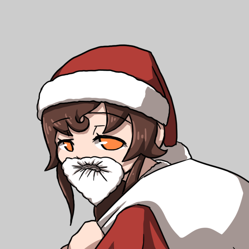 1girl santa hat solo hat fake facial hair brown hair santa costume  illustration images