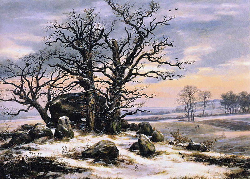 'Whatever our souls are made of, his and mine are the same.' ~ Emily Brontë Megalithic Grave in Winter (1825) 🎨 Johan Christian Dahl