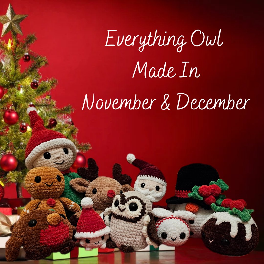 Everything Owl made in the November and December theme of Christmas!

Owl Hooks: linktr.ee/owlhooks

Follow to see what Owl is making next 🦉

#owlhooks #crochet #amigurumi #handmade #softtoy #plushie #owl #etsy #numonday #smallbusiness #festiveetsyfinds #christmas