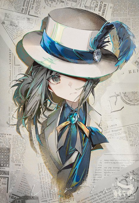 「black hair hat feather」 illustration images(Latest)