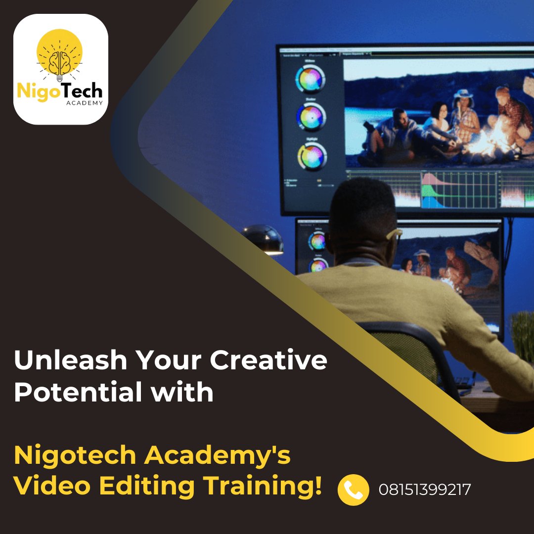 Nigotechsolute's tweet photo. Learn Video Editing with Nigotech Academy and unleash your creativity! 

🚀 Craft captivating stories, boost your brand, and build your portfolio. 

🌟 call now: 0815 139 9217 

#VideoEditing #NigotechAcademy #CreativeSkills https://t.co/EKk3YmHFsr