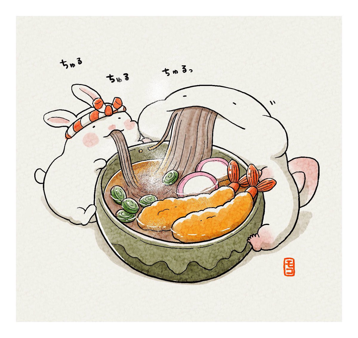 no humans food shrimp bowl eating rabbit tempura  illustration images