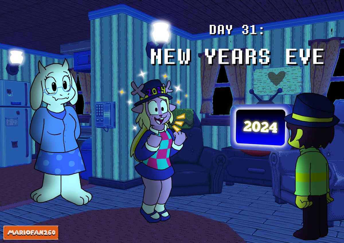 MF260VA's tweet photo. Day 31 of #Noellember🎄
Today's prompt: New Year's Eve

Well this is it! The final day of 2023 is here, and Noelle and Kris are filled with anticipation and excitement for the new year that is 2024! Let's end things off with a bang!! 🎆🎇🎉

Art challenge by @NoelleHoliDaily https://t.co/AWYLZXPoHy