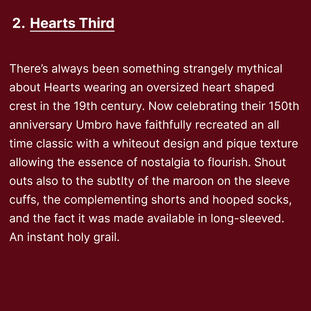 classicshirts's tweet photo. SHIRT OF THE YEAR 2023: 

2. Hearts Third https://t.co/s4w1ucHMMr