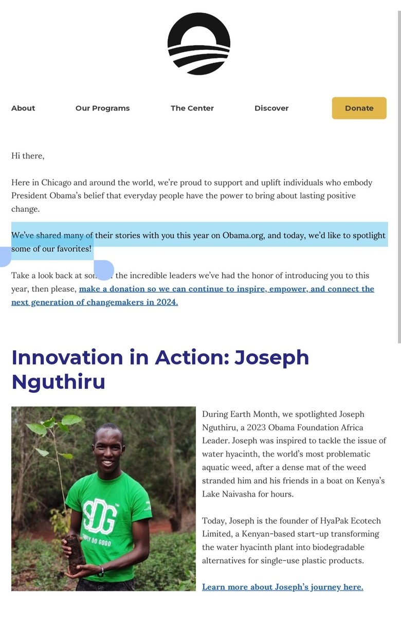 This is humbling!!
Thank you <a href="/ObamaFoundation/">The Obama Foundation</a> 🙏❤