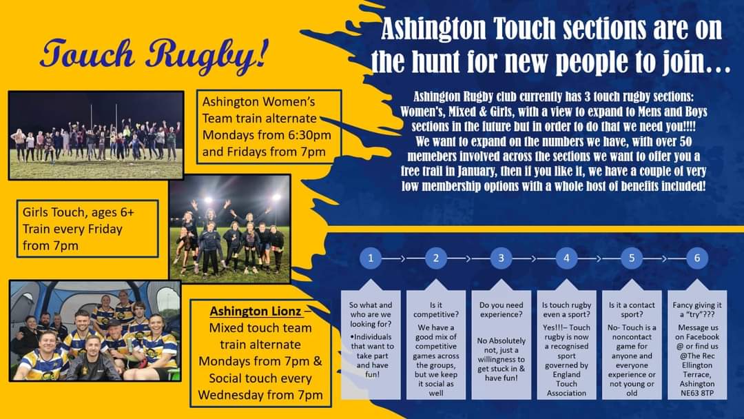 This is just some of what Ashington Rugby Club has to offer 👇

Get yourself involved, no experience necessary so no excuse 😜

💪🏉🦁